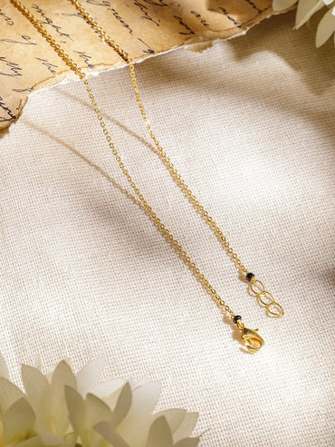 Rubans 22K Gold-Plated Mangalsutra Necklace with Black Beads, Heart-Shaped Pendant & Cubic Zirconia for Women Mangalsutra