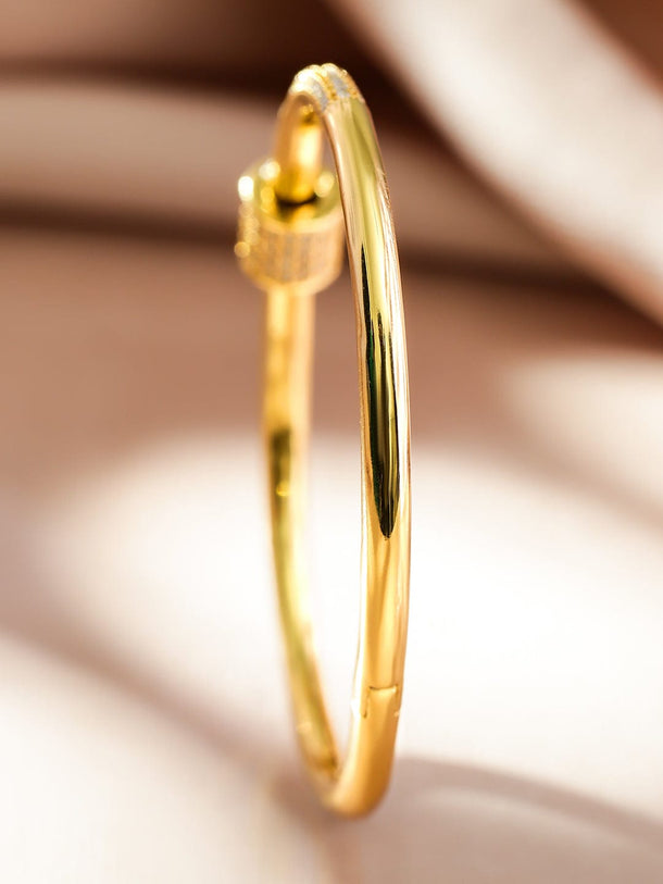 Rubans 22K Gold-Plated Minimalist Cubic Zirconia Openable Bracelet Wristwear