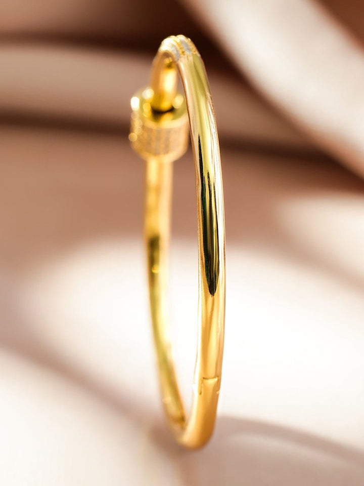 Rubans 22K Gold-Plated Minimalist Cubic Zirconia Openable Bracelet Wristwear