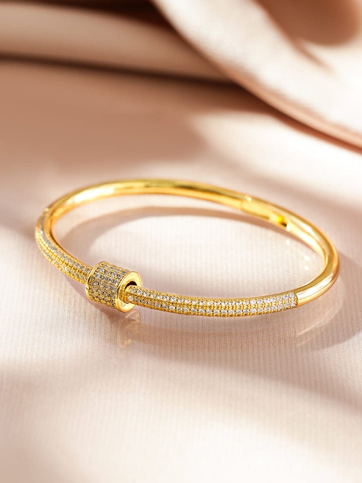 Rubans 22K Gold-Plated Minimalist Cubic Zirconia Openable Bracelet Wristwear