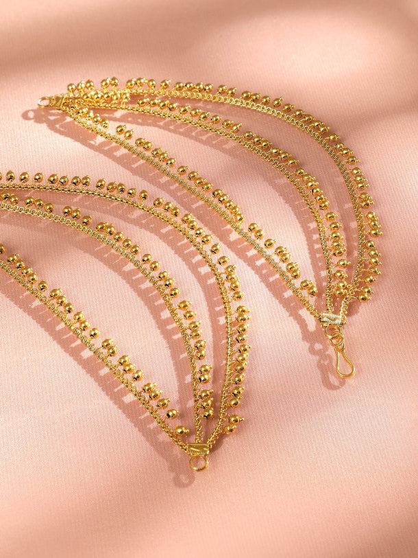 Rubans 22K Gold Plated Multi-Layer Beaded Ear-Chain Pair Traditional Ethnic Jewelry Earrings