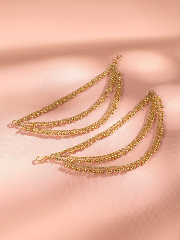 Rubans 22K Gold Plated Multi-Layer Beaded Ear-Chain Pair Traditional Ethnic Jewelry Earrings