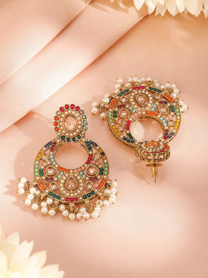 Rubans 22K Gold-Plated Multicolor Kundan & Cubic Zirconia Studded Bridal Jewelry Set Jewellery Set