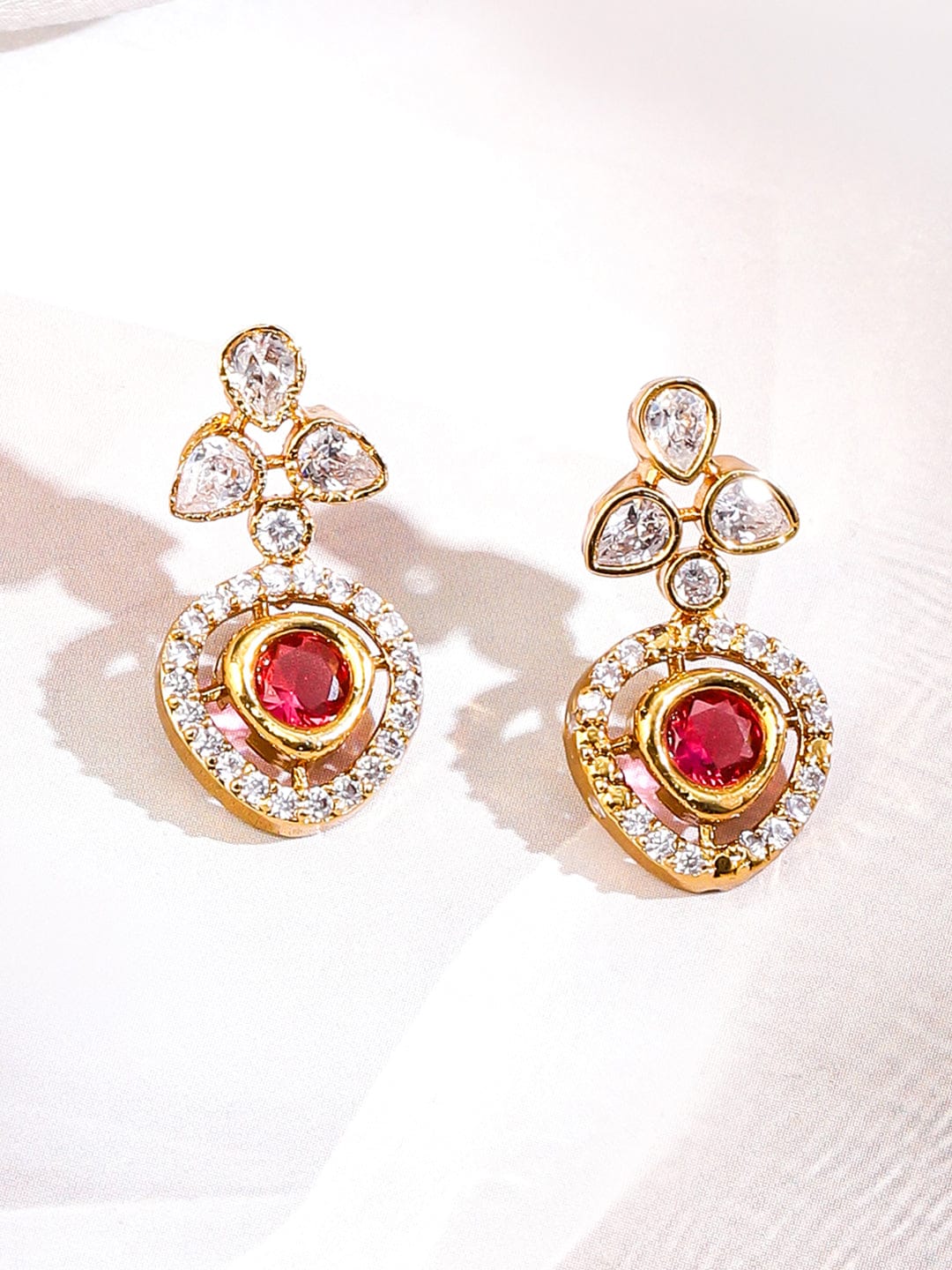 Rubans 22K Gold-Plated Multicolour Stone & Cubic Zirconia Studded Floral Vine Necklace Set Jewellery Set