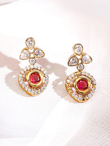 Rubans 22K Gold-Plated Multicolour Stone & Cubic Zirconia Studded Floral Vine Necklace Set Jewellery Set