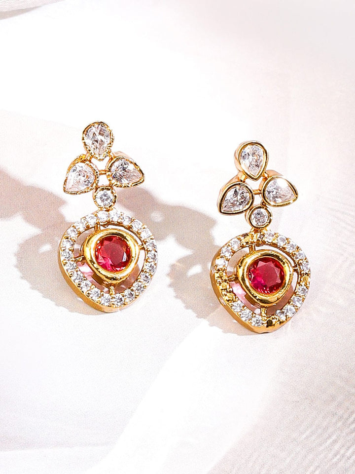 Rubans 22K Gold-Plated Multicolour Stone & Cubic Zirconia Studded Floral Vine Necklace Set Jewellery Set