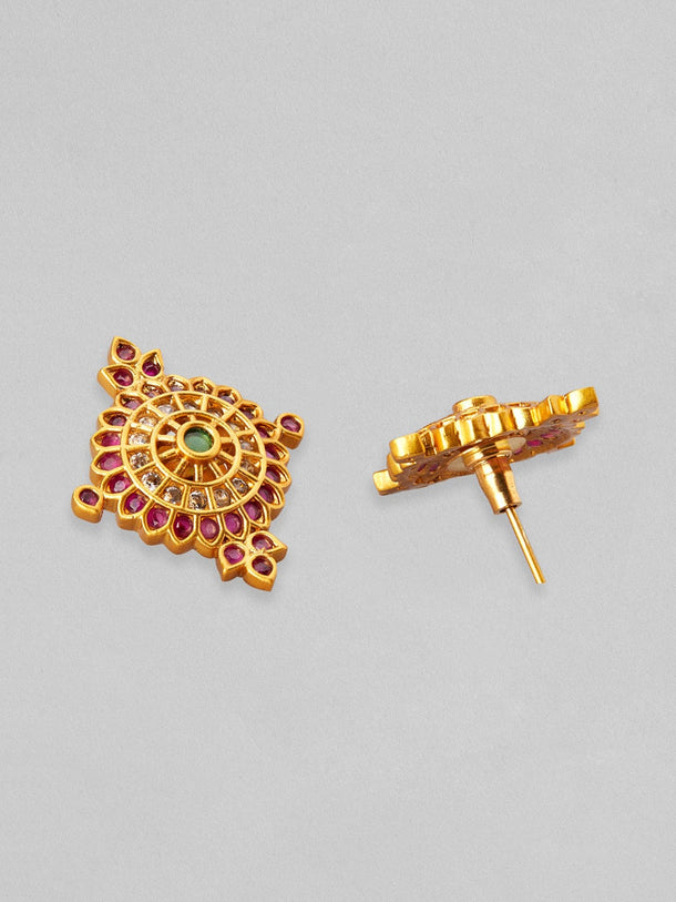 Rubans 22K Gold Plated Necklace Set With Studded AD Design Necklace Set