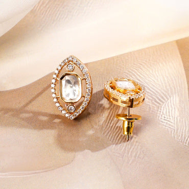 Rubans 22K Gold-Plated Off-White Pearl Beaded Multi-Strand Choker Necklace Set with Kundan & Cubic Zirconia Studded Detailings Jewellery Set