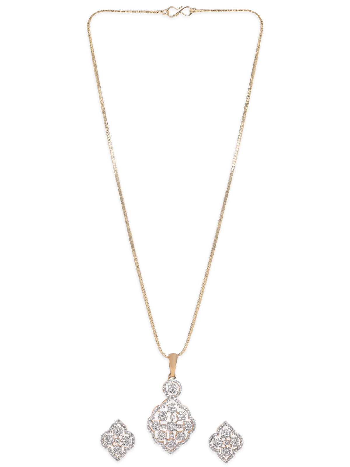 Rubans 22K Gold plated Pave Zirconia studded striking Pendant Set Jewellery Sets