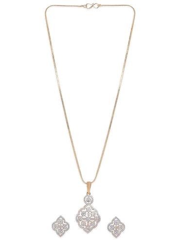 Rubans 22K Gold plated Pave Zirconia studded striking Pendant Set Jewellery Sets