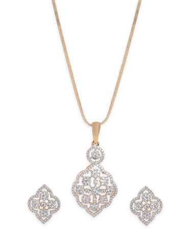 Rubans 22K Gold plated Pave Zirconia studded striking Pendant Set Jewellery Sets
