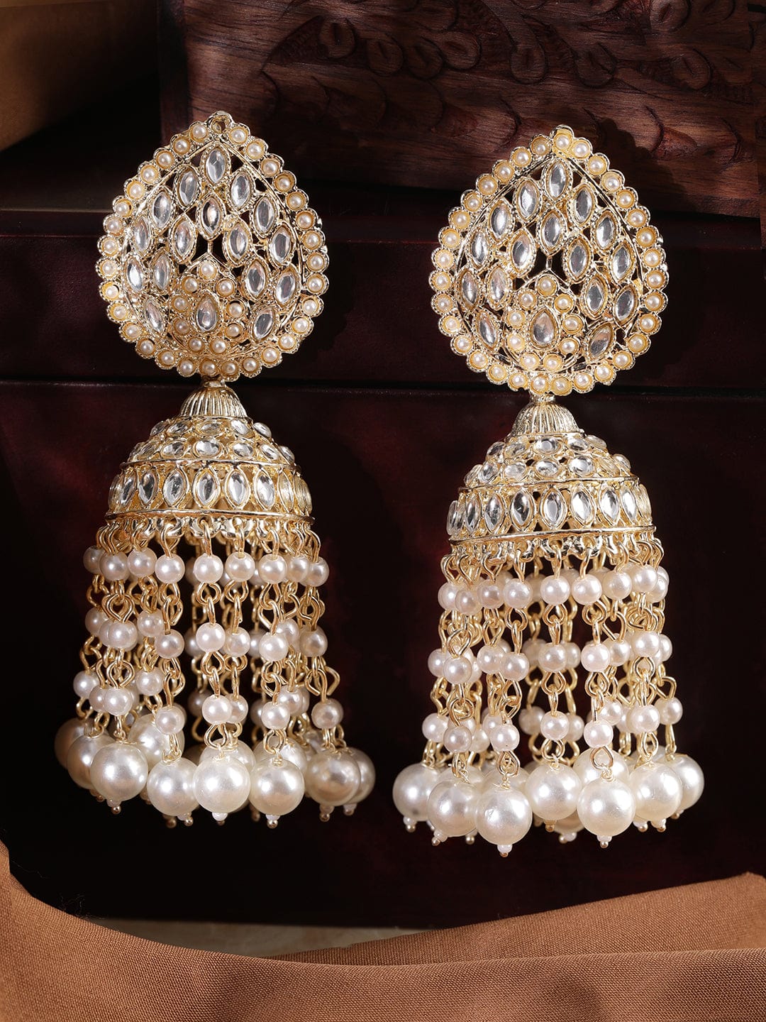 Top 121+ pearl jhumka earrings gold super hot