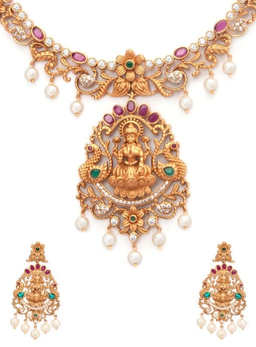 Rubans 22K Gold-Plated & Pink Metal Antique Jewellery Set Necklace Set