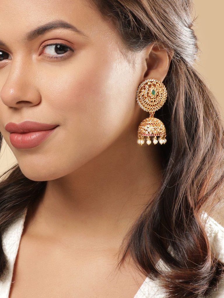 Ruby hot sale gold jhumkas