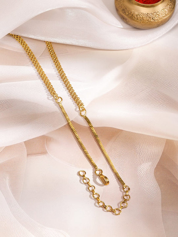 Rubans 22K Gold-Plated Ruby Pink Drop & Peacock Motif & Floral Charms Chain Necklace Necklace & Chains