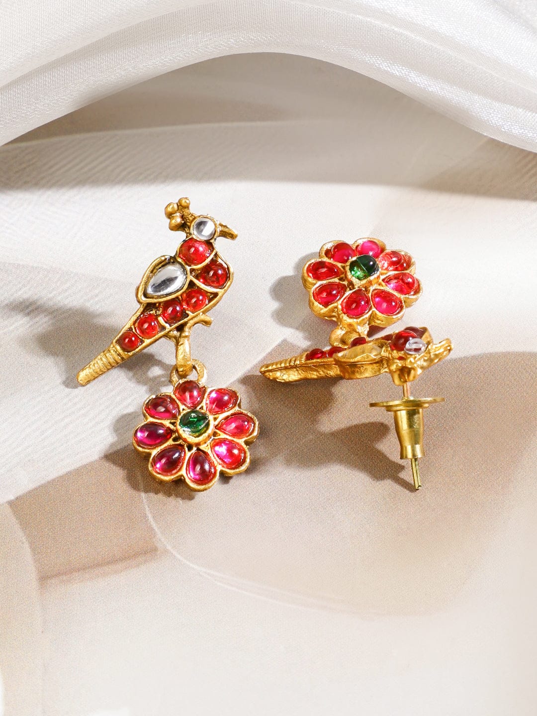 Rubans 22K Gold-Plated Ruby Red & Green Stone Studded Lord Balaji Temple Choker Jewellery Set Jewellery Set