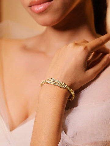 Rubans 22K Gold-Plated Snake Motif Bangle with Dazzling Cubic Zirconia Bangles & Bracelets