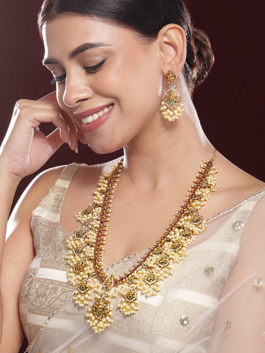 Rubans 22K Gold-Plated Stone Studded Jewellery Set Jewellery Set