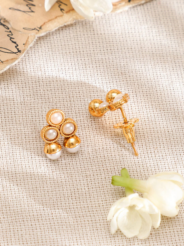 Rubans 22K Gold-Plated White Pearl Beaded Traditional Jewellery Set Jewellery Set