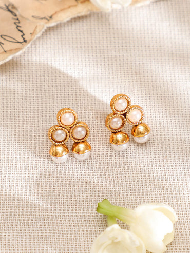 Rubans 22K Gold-Plated White Pearl Beaded Traditional Jewellery Set Jewellery Set