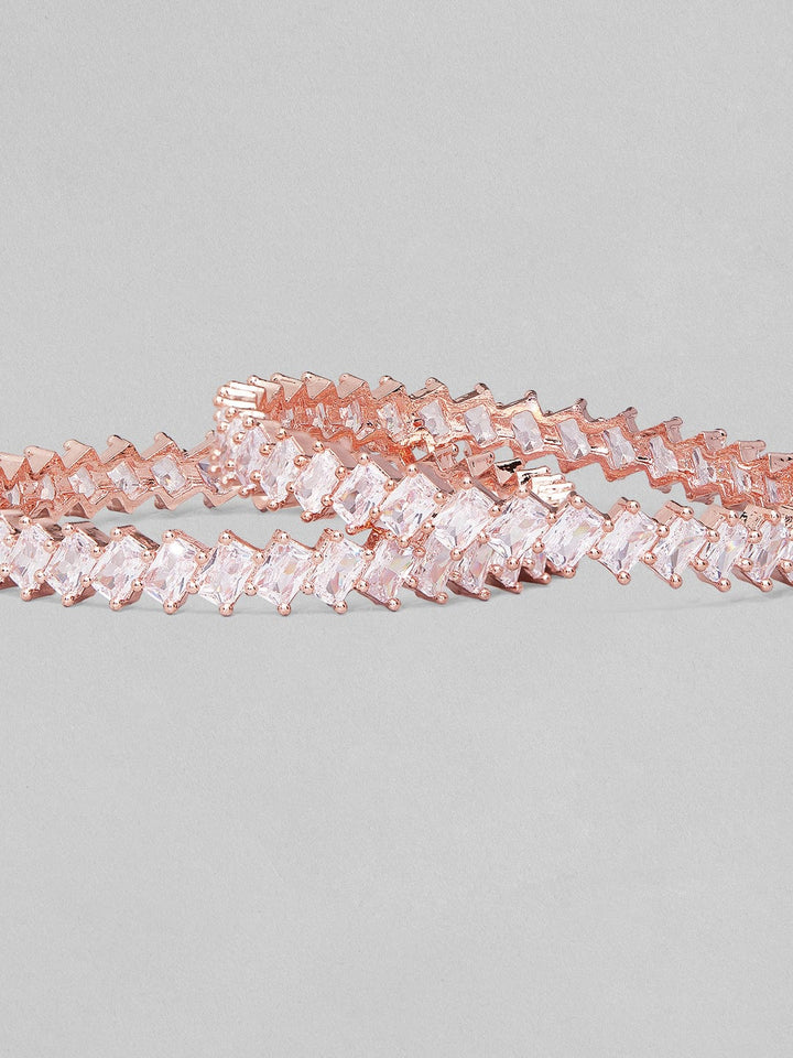 Rubans 22K Rose Gold-Plated AD Stone-Studded Handcrafted Bangles Set Of 2 Bangles & Bracelets