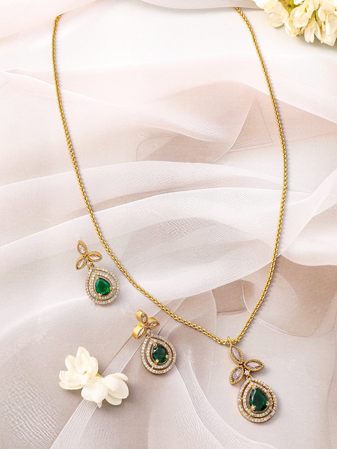 Rubans 22KT Gold-Plated Cubic Zirconia Stone Studded Jewellery Set Jewellery Set