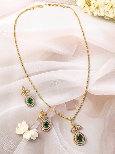 Rubans 22KT Gold-Plated Cubic Zirconia Stone Studded Jewellery Set Jewellery Set