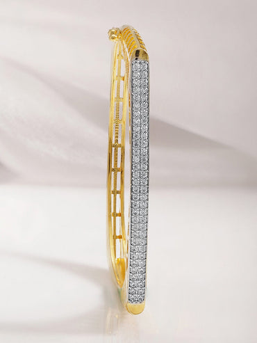 Rubans 22KT Gold-Plated Cubic Zirconia Studded Bangle-Style Bracelet Bracelet