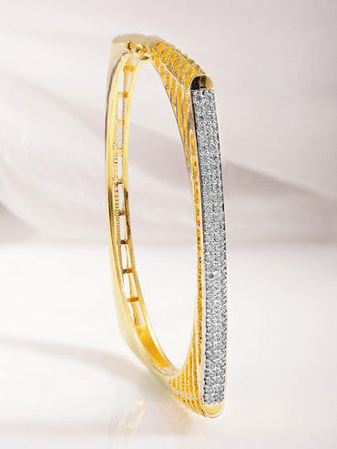 Rubans 22KT Gold-Plated Cubic Zirconia Studded Bangle-Style Bracelet Bracelet