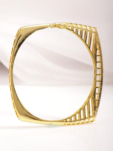 Rubans 22KT Gold-Plated Cubic Zirconia Studded Bangle-Style Bracelet Bracelet