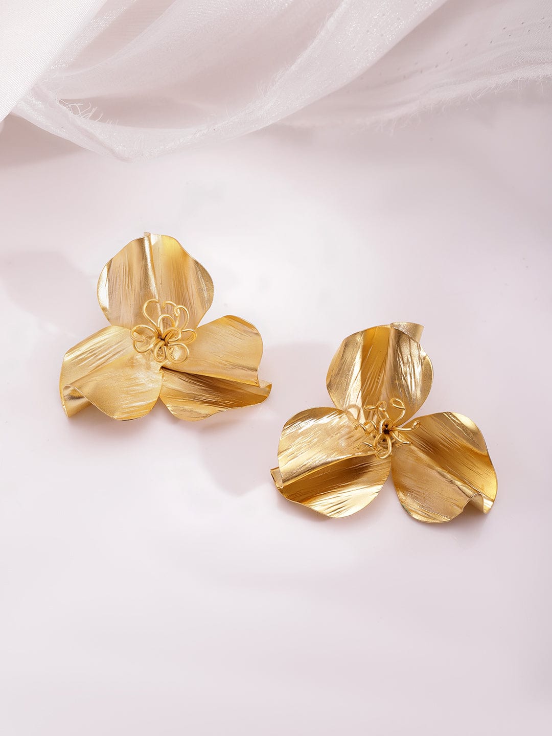 Rubans 22KT Gold Plated Floral Studs Earrings Earrings