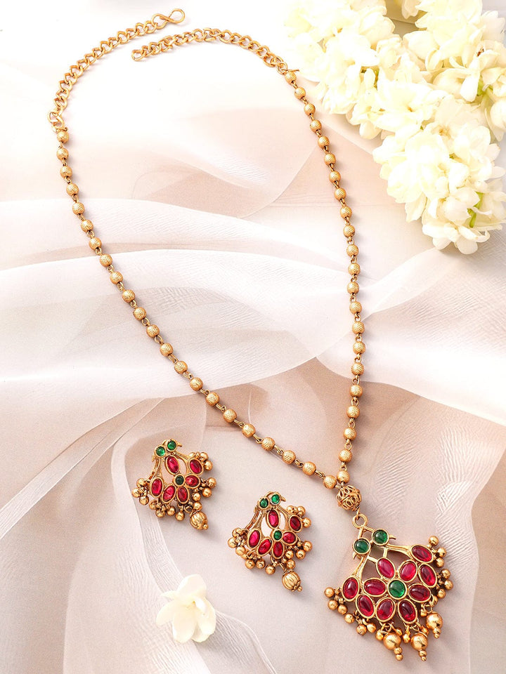 Rubans 22KT Gold-Plated Kundan Stone Studded Jewellery Set Necklace Set