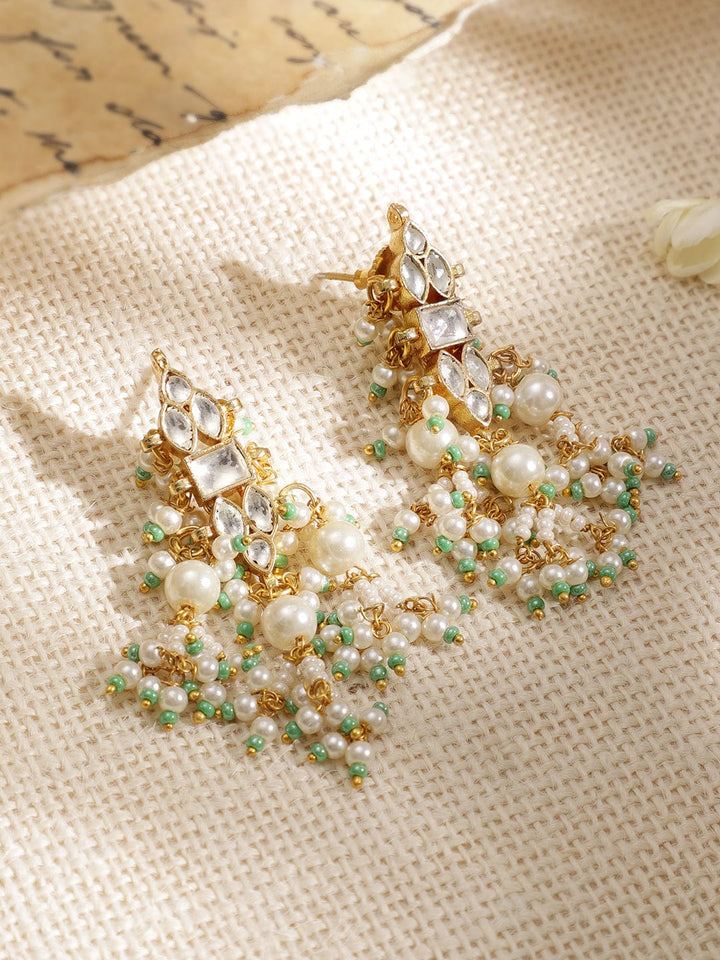 Rubans 22KT Gold-Plated Stones-Studded  Pearl-Beaded Jewellery Set Jewellery Set