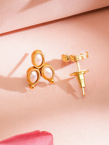 Rubans 22KT Gold Plated Stylish Pearl Studded Oval Link Design Choker Necklace Set Jewellery Set