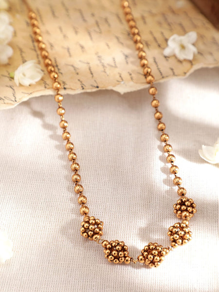Rubans 24 K Gold-Plated Handcrafted Gold Beaded Matar Mala Style Necklace Necklaces, Necklace Sets, Chains & Mangalsutra