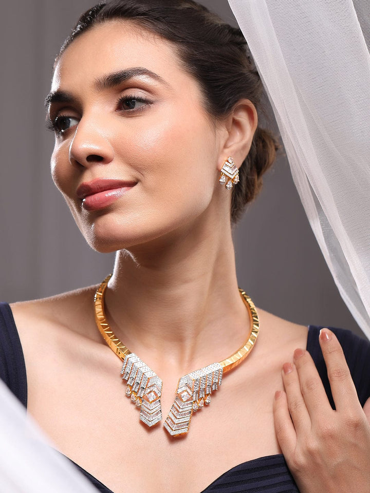 Rubans 24k Gold-Plated CZ Stone Studded Jewellery Set Necklace Set