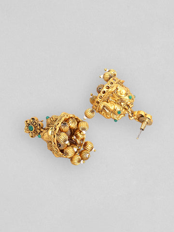 Rubans 24K Gold-Plated CZ-Studded Temple Motif Designed Jewellery Set Necklace Set