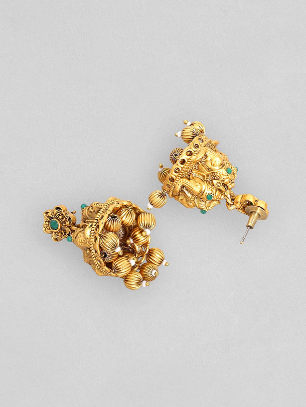Rubans 24K Gold-Plated CZ-Studded Temple Motif Designed Jewellery Set Necklace Set