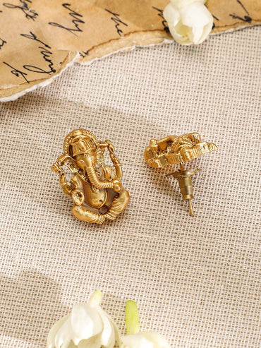Rubans 24K Gold-Plated Divine Ganesh Motif Pearl Studded & Beaded MultiStrand Necklace Set Jewellery Set