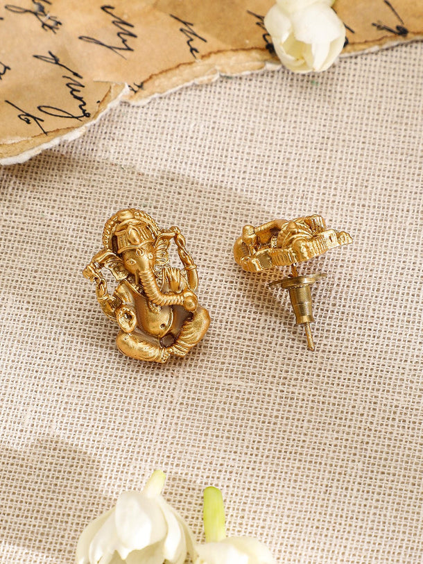 Rubans 24K Gold-Plated Divine Ganesh Motif Pearl Studded & Beaded MultiStrand Necklace Set Jewellery Set