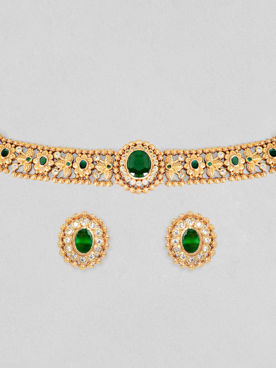 Rubans 24K Gold-Plated Emerald -Studded Jewellery Set Jewellery Set