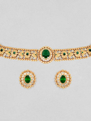 Rubans 24K Gold-Plated Emerald -Studded Jewellery Set Jewellery Set