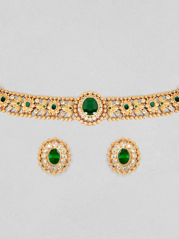Rubans 24K Gold-Plated Emerald -Studded Jewellery Set Jewellery Set