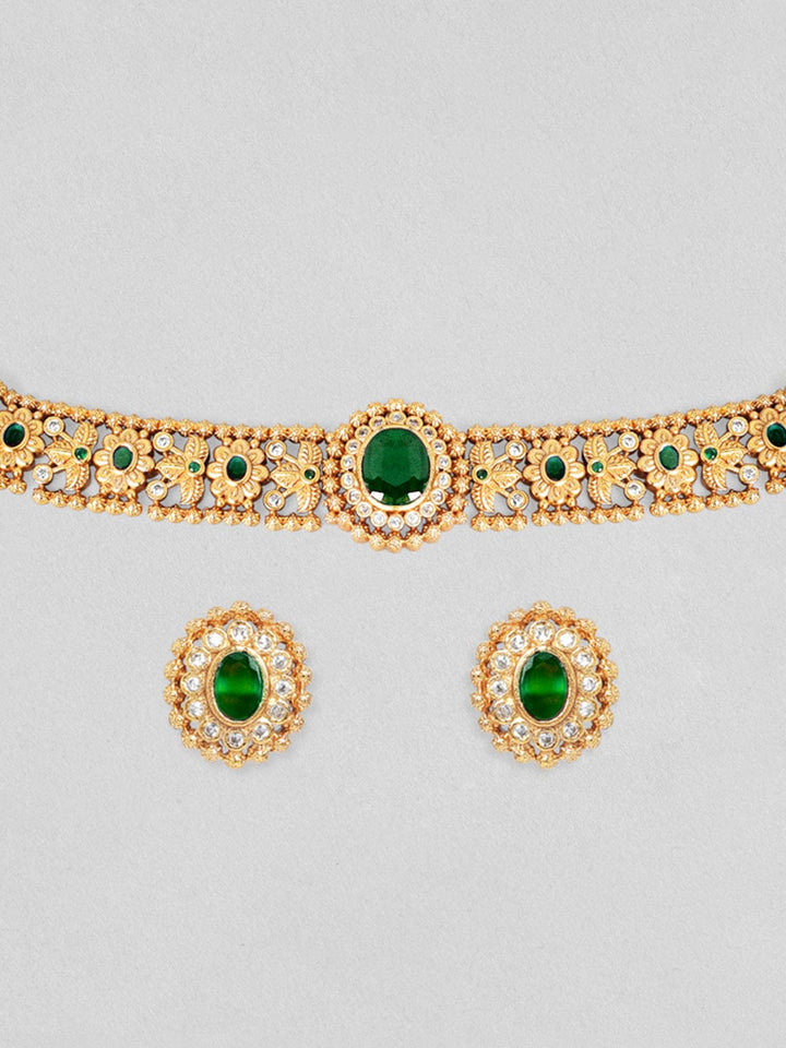 Rubans 24K Gold-Plated Emerald -Studded Jewellery Set Jewellery Set