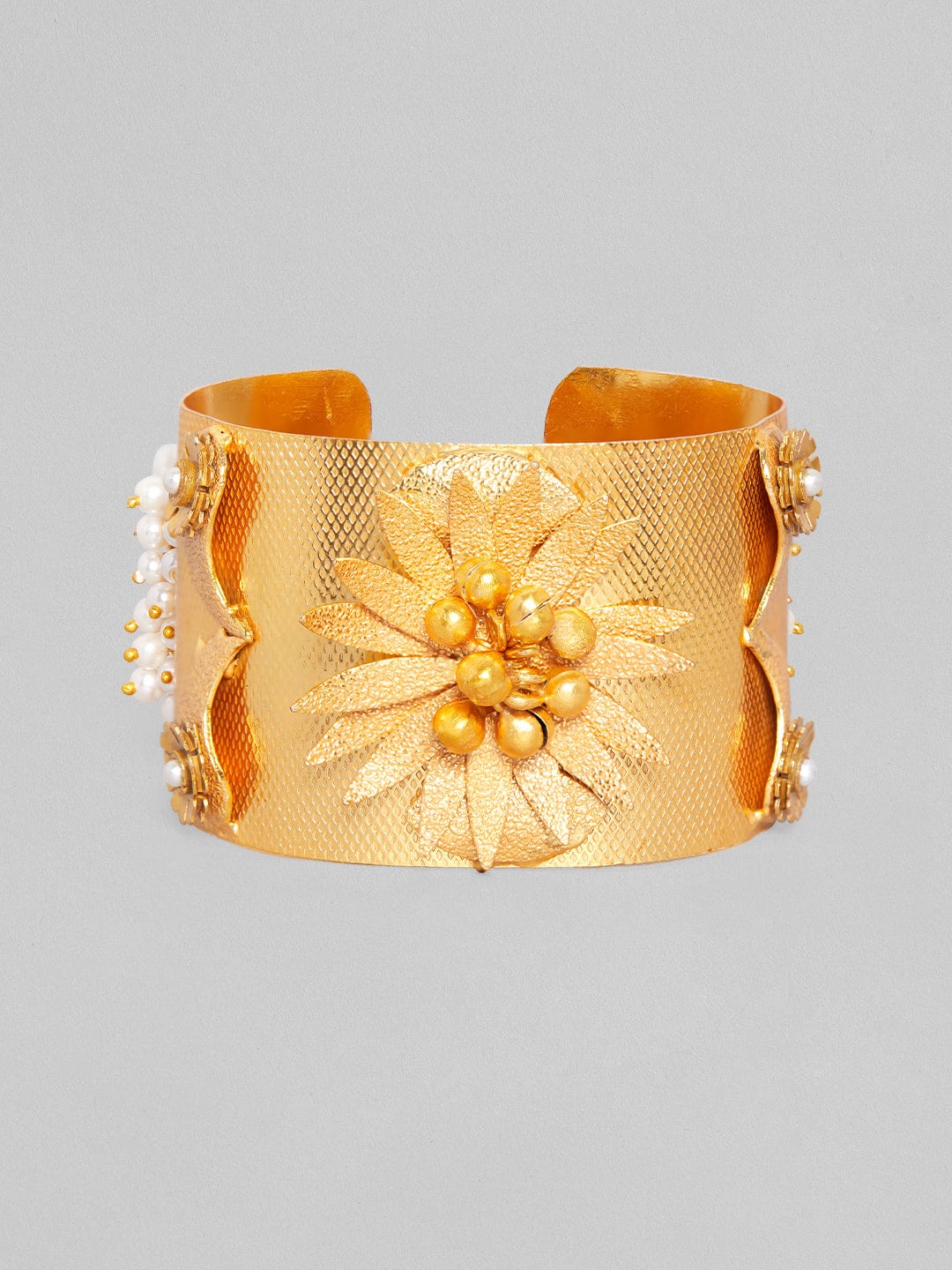 Petals  Sundust  Hammered Gold Cuff Bracelet  18k Gold Electroplated   Petals  by Green Global Europe Limited