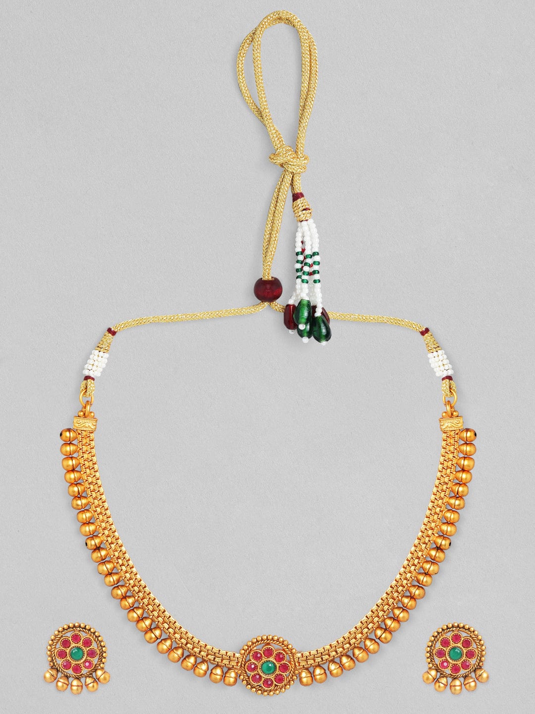 Rubans 24K Gold Plated Handcrafted Collar Neckline Necklace Set Necklace Set