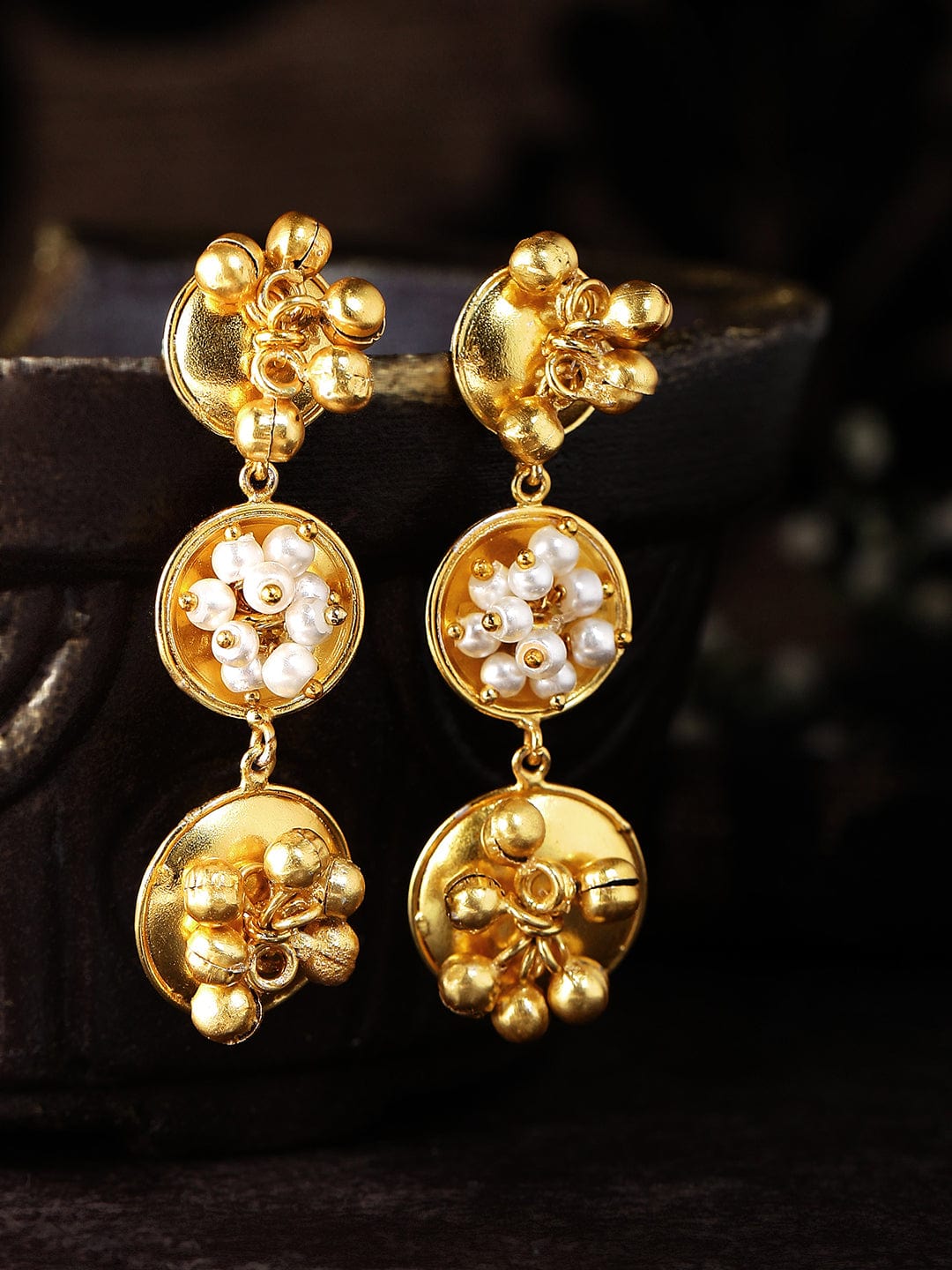 Rose 18K Gold Pearl Dangle Drop Earrings – Lin Clay Studios