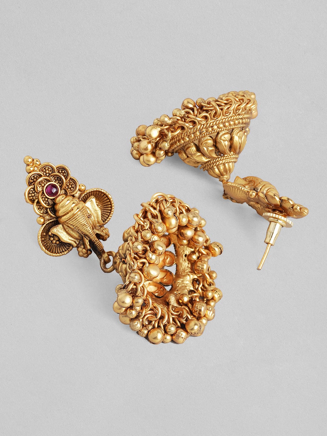 Rubans 24K Gold Plated Handcrafted Filigree Divine Ganesha Jhumka Earrings Earrings