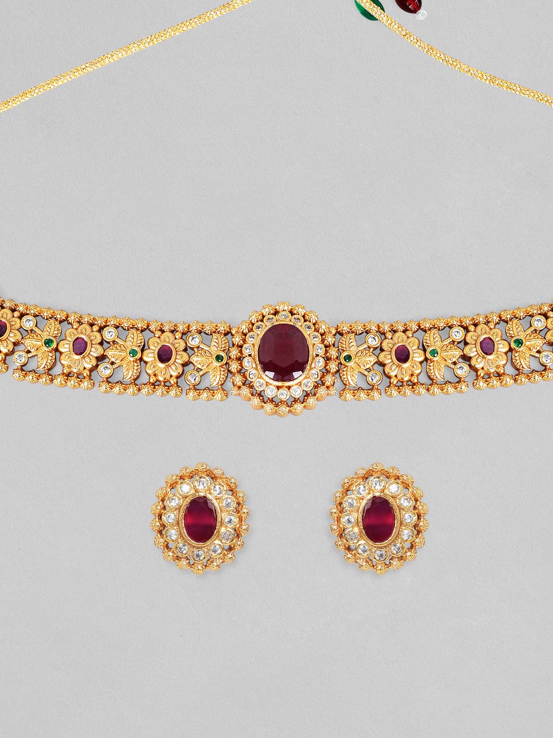 Rubans 24K Gold Plated Handcrafted Intricate Choker Set Necklace Set