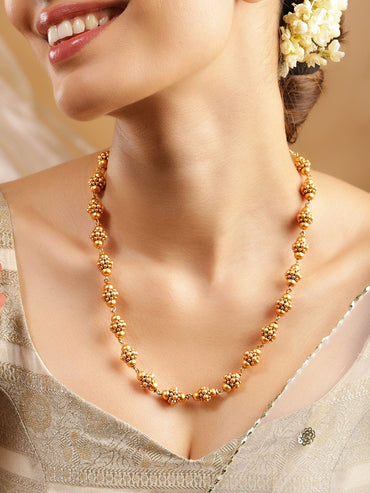 Rubans 24K Gold Plated Handcrafted Matar Mala Traditional Gold Beaded Necklace Necklaces, Necklace Sets, Chains & Mangalsutra